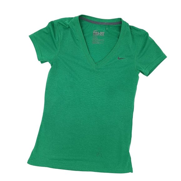 NIKE DRI FIT WOMENS XS GREEN TRAINING T SHIRT - Picture 1 of 11